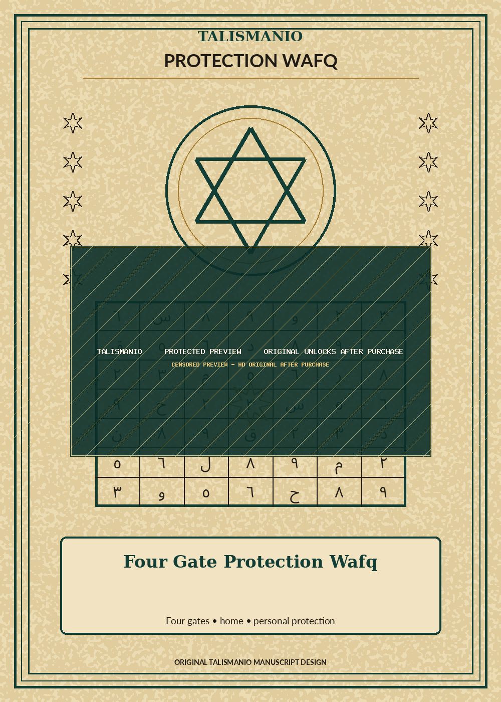 Four Gate Protection Wafq — Protection — talisman, naqsh and taweez preview by Talismanio